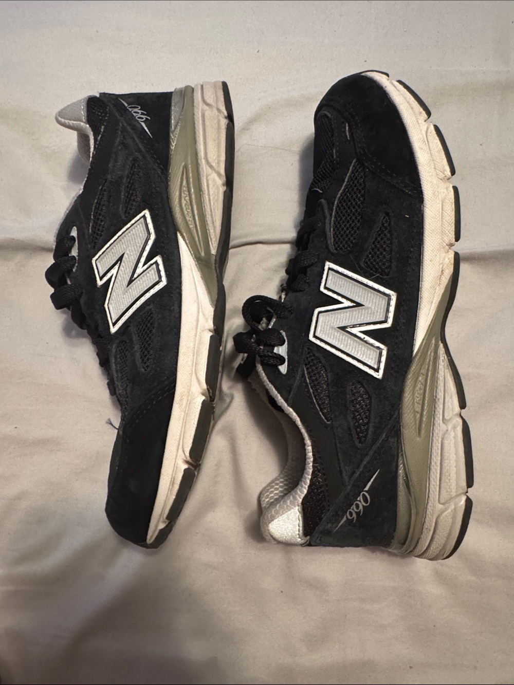 New Balance 990s Black and White Athletic Sneakers